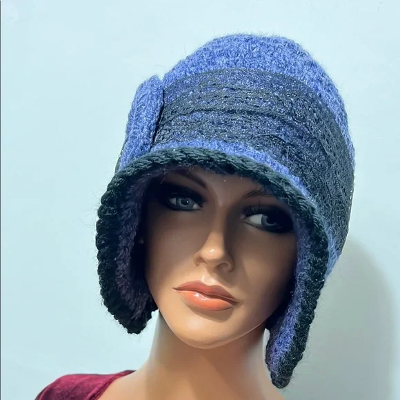 Elegant Blue and Black Women\'s Cloche Hat MEICHEN Fedora Hats for Women Winter Faux Wool Bucket Hats  main image 3